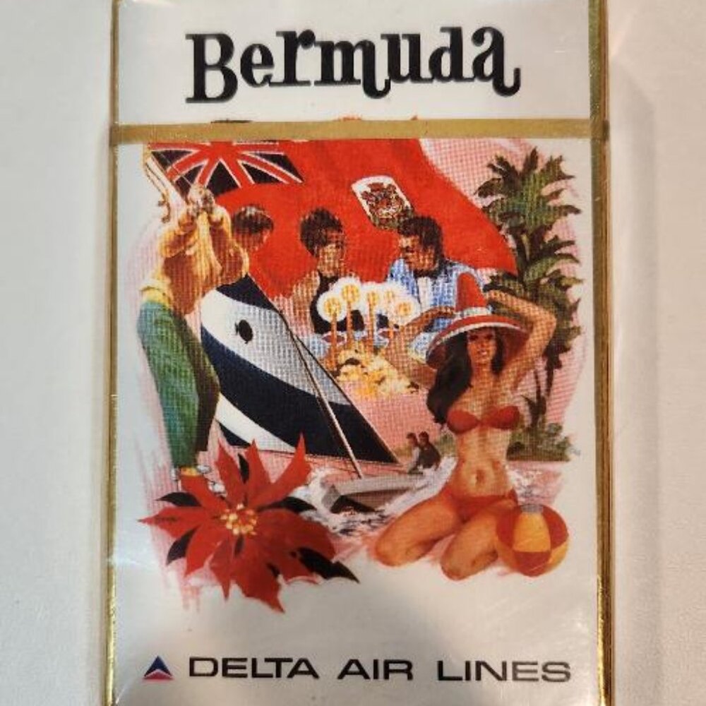 Vintage box of playing Cards Delta Airlines Bermuda 1960's